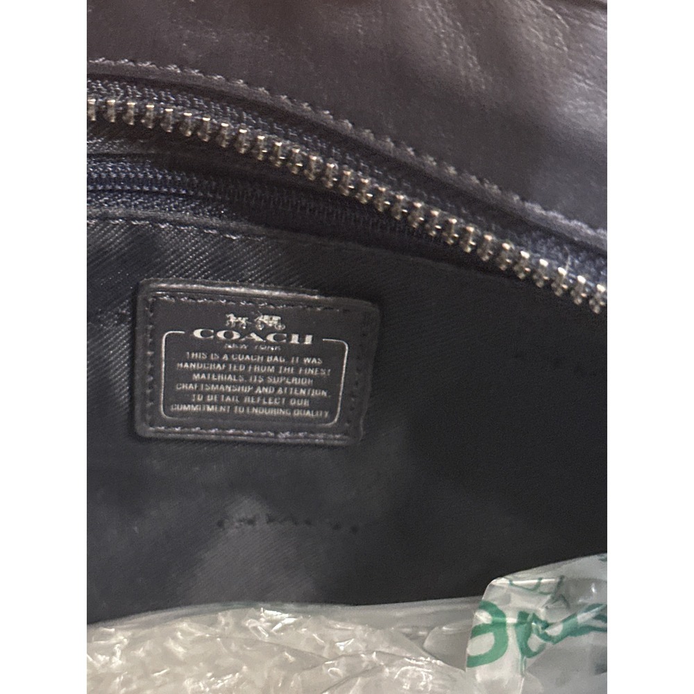 VINTAGE Coach Navy Leather Satchel Handbag Shoulder Bag Silver Tone Hardware‎ - Picture 10 of 10